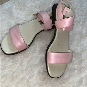 Pink and White Small Heeled Sandals